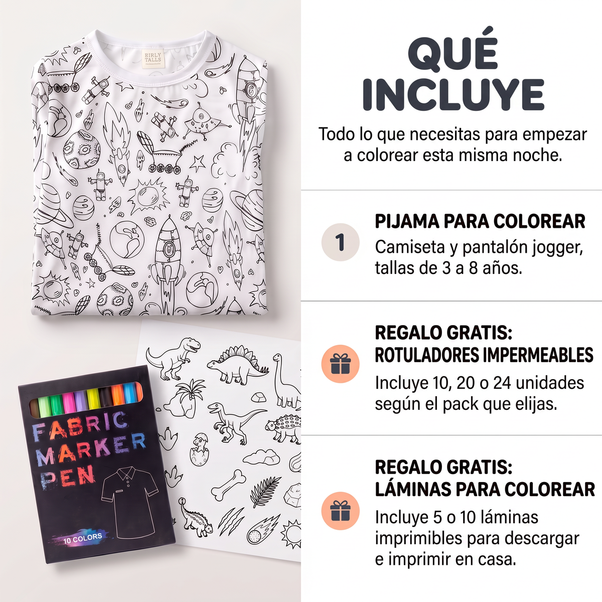 Pijamas para colorear