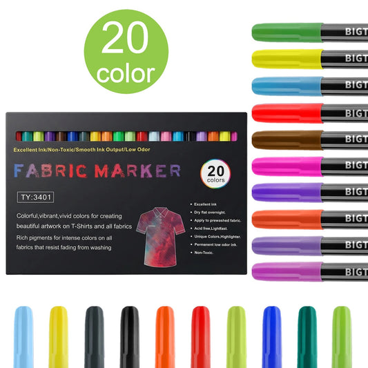 Pack of 20 washable fabric markers for The Coloring Pajama